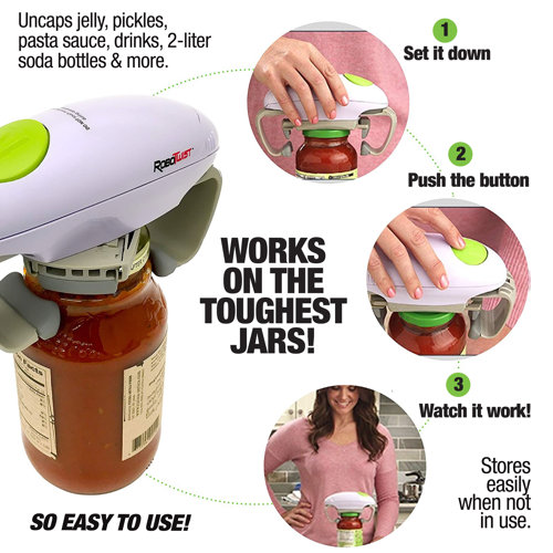 AsSeenOnTv Robo Twist Electric Jar Opener, One Touch Electric Handsfree